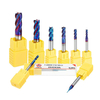 Drillpro 9 pièces 1-10mm 4 cannelures carbure de tungstène fraise HRC65 bleu NACO enduit fraise CNC outil