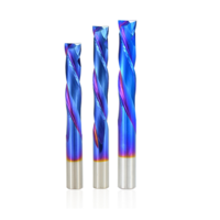 Drillpro bleu Nano revêtement vers le bas fraise 10mm / 8mm tige carbure CNC routeur peu 2 cannelures en bout
