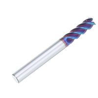 Drillpro D4/5/6/8 / 10mm HRC60 4 flûtes fraise L75mm bleu NACO enduit carbure de tungstène fraise CNC outil