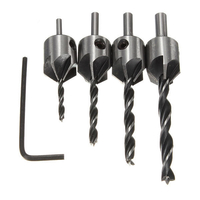 Drillpro DB-C3 4pcs 5 Flûte de forge de forage Bits Alésoir Chanfrein de travail du bois 3mm-6mm