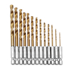 Drillpro DB-T2 13pcs 1.5-6.5mm HSS Revêtu de Titane 1/4 Pouces Tige Hexagone Foret en Acier à Haute Vitesse Kit