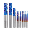 Drillpro HRC65 carbure de tungstène 4 cannelures fraise 2-12mm bleu Nano revêtement CNC outil de coupe de fraisage