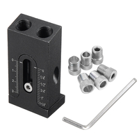 Drillpro Kit de gabarit de trou de poche 6/8 / 9.5mm Guide de forage dangle Outil de travail du bois Trou perforate