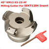 Drillpro KM12 63-22-4F Fraise à surfacer à 45 degrés,  outil de tour à 4 cannelures pour insert SEKT1204