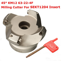 Drillpro KM12 63-22-4F Fraise à surfacer à 45 degrés,  outil de tour à 4 cannelures pour insert SEKT1204
