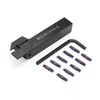 Drillpro MGEHR1616 Parting Off porte-outil de tournage avec 10pcs bleu Nano MGMN200 carbure inserts
