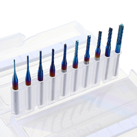 Drillpro Mise à niveau 10pcs 0.8-3mm Bleu NACO Revêtement BPC Fraises de carbure de gravure pour CNC Machine de gravure