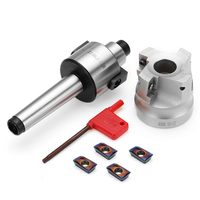 Drillpro MT2 M10 400R 50mm Fraise en bout de face avec 4 pièces bleues Nano APMT1604 plaquettes en carbure