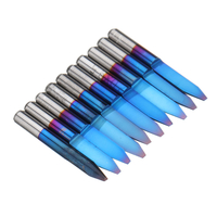 Drillpro 10pcs 0.1-1.5mm 30 Degrés PCB Gravure Bit Bleu Nano Enduit Carbure CNC Fond Plat Gravure Bit Routeur Outil