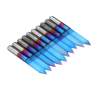 Drillpro 10pcs 0.1 / 0.2 / 0.3 / 0.4 / 0.5mm 45 Degrés Fond Plat PCB Gravure Bit Bleu NANO Enduit De Carbure CNC Routeur