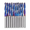 Drillpro 10pcs 3.175mm Tige Bleu Enduit En Spirale Boule Nez Fin Fraudière 0.8-3.175mm CNC Fraise