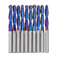 Drillpro 10pcs 3.175mm Tige Bleu Enduit En Spirale Boule Nez Fin Fraudière 0.8-3.175mm CNC Fraise