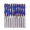 Drillpro 10pcs 3.175mm Tige Bleu Enduit Spirale Finale Fraise à Deux Flûtes CNC Fraise