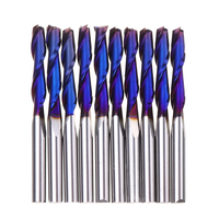 Drillpro 10pcs 3.175mm Tige Bleu Enduit Spirale Finale Fraise à Deux Flûtes CNC Fraise