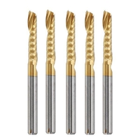 Drillpro 5pcs 3.175mm tige 17mm unique flûte fraise fraise en titane spirale fraisée