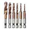 Drillpro 6pcs M3-M10 Foret de taraudage ensemble HSS 6542 AlTiN Enduit ébavuré Fraises à forer