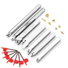 Drillpro Mise À Niveau 21 pcs 12mm Tournant Porte-Outil Tour Barre Dalésage + Carbure Insérer + Clé Set