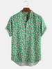 Drôle Daisy Floral Print manches courtes vacances Casual Henley chemises pour hommes femmes