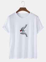 Drôle Fleur Cadeau Geste Imprimer Lâche Col Ras Du Cou T-shirts À Manches Courtes