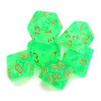 Dés polyédriques avec sac vert clair 7 pièces ensemble DnD RPG