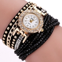 DUOYA Luxury Nation Style Crystal Montre en or Bracelet dames Vintage Quartz Wirstwatches