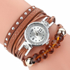 DUOYA D214 Cristal Style Casual Femmes Bracelet Montre Cadeau Bracelet En Cuir Quartz Montre