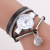 DUOYA D254 Pendentif Cristal Femmes Bracelet Montre Rétro Style Bracelet En Cuir Quartz Montre