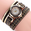 DUOYA Mode Style Cuir Bande Bracelet Enroulement Rhinestones Dial Quartz Moement Montres Femme