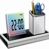 DX-222 Colorful noir numérique LED bureau réveil maille porte-stylo calendrier minuterie thermomètre