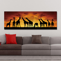DYC 10672 peinture à lhuile à pulvérisation unique girafe paysage au lever du soleil pour la décoration de la maiso