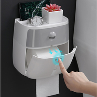Ecoco Porte-papier hygiénique double couche Boîte de mouchoirs imperméable Distributeur de papier hygiénique mural Distr