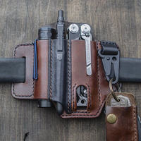 Ekphero EDC Sac banane en cuir véritable Multitool lampe de poche ceinture gaine avec organisateur de porte-clés