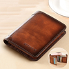 Ekphero Hommes Court Ultra-mince Première Couche Cuir De Vachette RFID Portefeuille Anti-magnétique Rétro Multi-cartes F