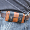 Ekphero Hommes Cuir Véritable Grande Capacité Vintage 6, 3 Pouces Cas de Téléphone Taille Packs