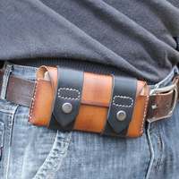 Ekphero Hommes Cuir Véritable Grande Capacité Vintage 6, 3 Pouces Cas de Téléphone Taille Packs