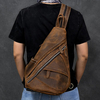 Ekphero Hommes Faux Cuir Grande Capacité Multi-Poches Résistant À Lusure Blackpack Poitrine Sac Bandoulière Sac