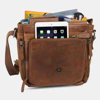 Ekphero Hommes Étanche Multicouche Zipper Sac À Bandoulière Faux Cuir Soft Messenger Sac Anti-Vol Sling Sac