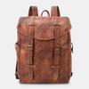 Ekphero hommes Vintage affaires en plein air grande capacité école collège Bookbag PU cuir contraste couleur 14 pouces s