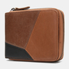Ekphero Men Zipper en cuir véritable autour du porte-cartes porte-monnaie
