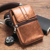 Ekphero Sac de téléphone en cuir de vachette pour homme Sac de taille Sac de ceinture vintage