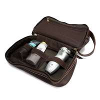 Ekphero® Sac en cuir de cuir véritable en cuir véritable Sac de lavage solide et durable à grande capacité de voyage