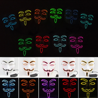 EL Wire 10 couleurs en option masque lumineux pour VENDETTA Halloween Cosplay Party Mask