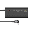 ELE YA-40WS-4BK5U Adaptateur multiprise 4 prises UK avec 4 ports de chargement USB