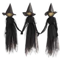 Elfeland 1/3pcs Faceless Voice-Activated Floating Witch Decor with 7-Color Glowing Head & Sound Effects Life-Size Scary