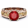 Elégant or rose motif creux cuivre zircon bague Valentin cadeau pour les femmes