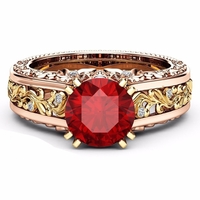 Elégant or rose motif creux cuivre zircon bague Valentin cadeau pour les femmes
