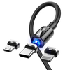 Elough Magnétique USB-C/Port Apple/Prise Micro USB vers USB-A Câble Ligne de Cordon de Transmission de Données de Charge