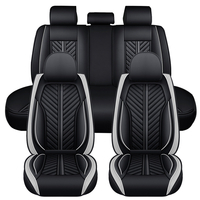 ELUTO 5D 5 sièges en cuir PU Ensemble complet de housses de siège de voiture Coussin de siège universel Protecteur fou