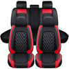 ELUTO 11pcs universel 5 places housses de siège de voiture coussin de siège en cuir PU tapis de protection antidérapant
