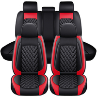 ELUTO 11pcs universel 5 places housses de siège de voiture coussin de siège en cuir PU tapis de protection antidérapant